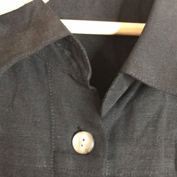 J. Jill Linen black button up shirt dress size 14 - Picture 13 of 14